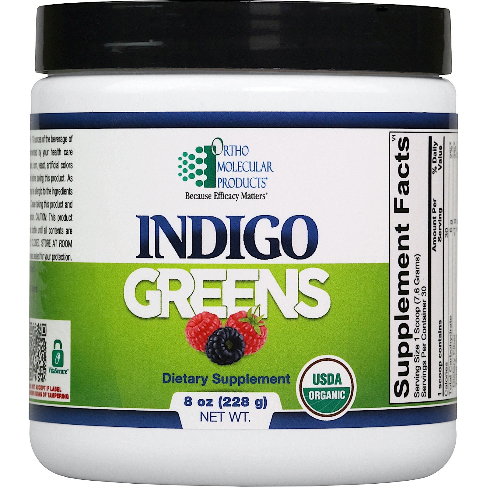 Ortho Molecular, Indigo Greens Powder, 30 Servings UPC 615033006136 | Hilife Vitamins